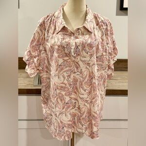 Lane Bryant Paisley No-Peek Blouse Size 18 100% Cotton